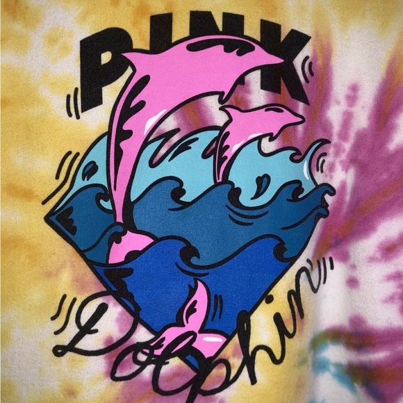 Pink Dolphin Tie Dye Hoodie Pullover Medium - Picture 2 of 4